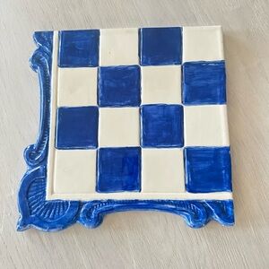 RARE Modernist 1976 Ceramic Chessboard - Hand Painted